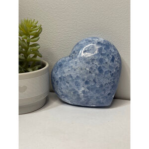 Vibrant Blue Calcite Crystal Heart